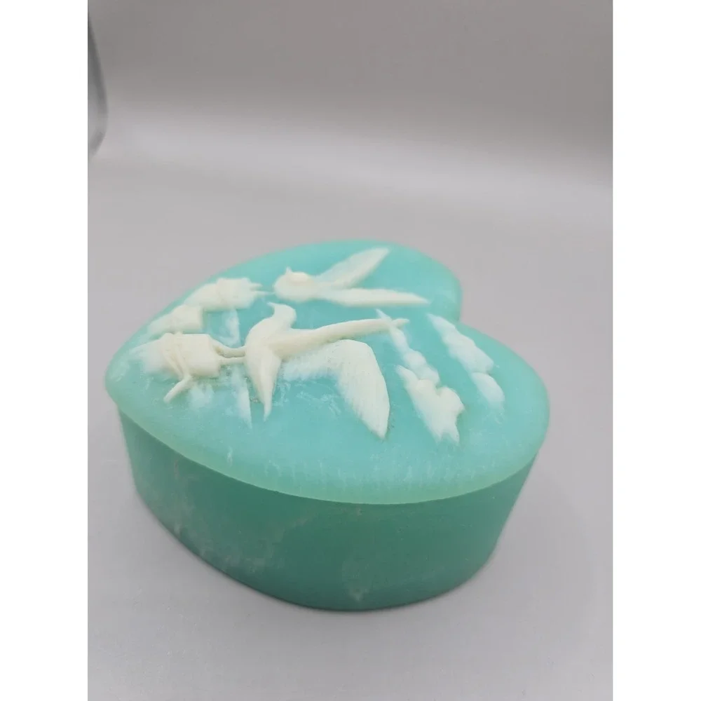 Vintage Trinket Box by Design Gifts Int'l Seagull Beach Soap Stone Turquoise